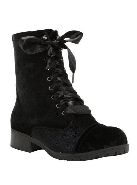 Black velvet combat store boots