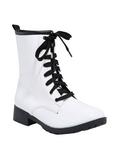 White Patent Faux Leather Combat Boots, MULTI, hi-res