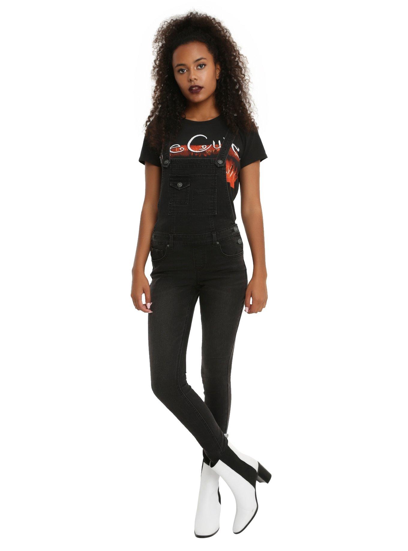 Black Faded Denim Overalls HotTopic