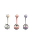 14G Steel Pastel Clear CZ Curved Navel Barbell 3 Pack, , hi-res