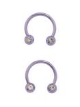 Steel Pastel Purple Clear CZ Circular Barbell 2 Pack, MULTI, hi-res
