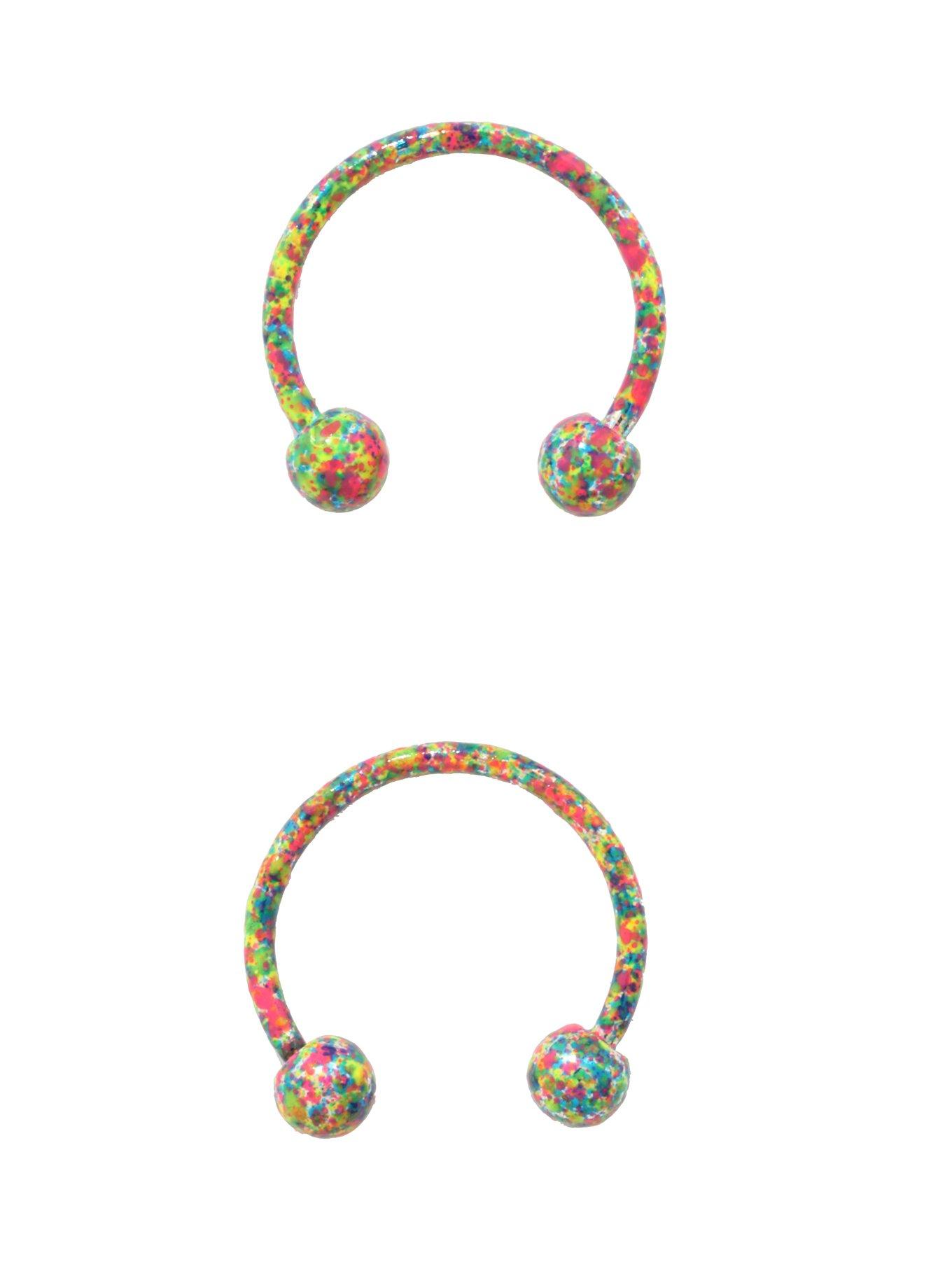 Rainbow Splatter Circular Barbell 2 Pack, MULTI, hi-res