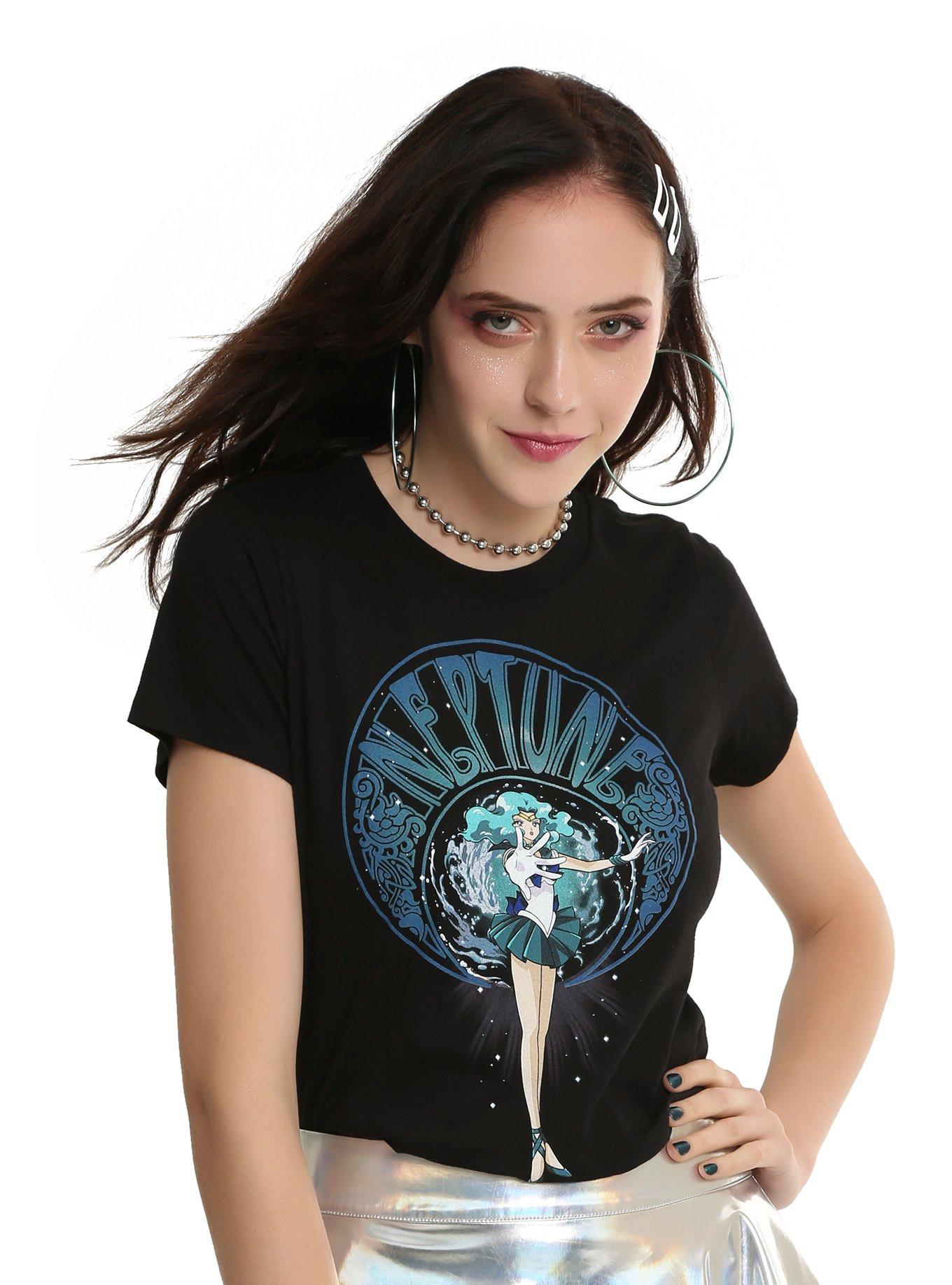 Sailor Moon Sailor Neptune Art Nouveau Girls T-Shirt, BLACK, hi-res