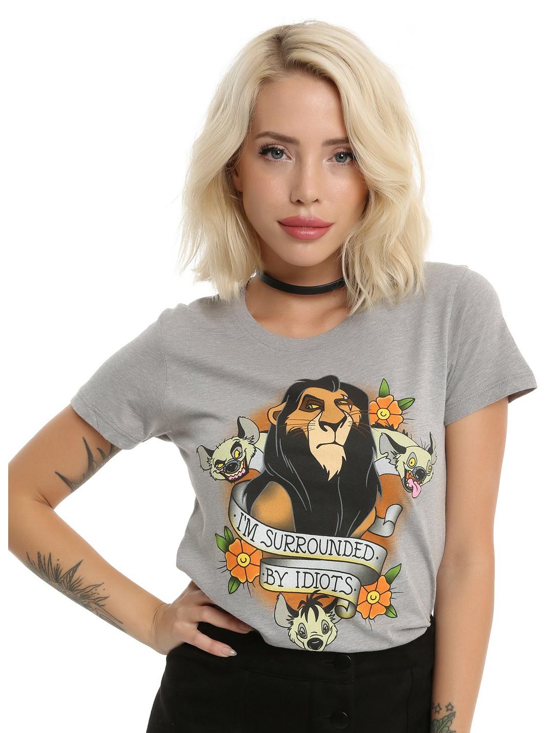Disney The Lion King Scar Surrounded By Idiots Girls T-Shirt, HEATHER GREY, hi-res