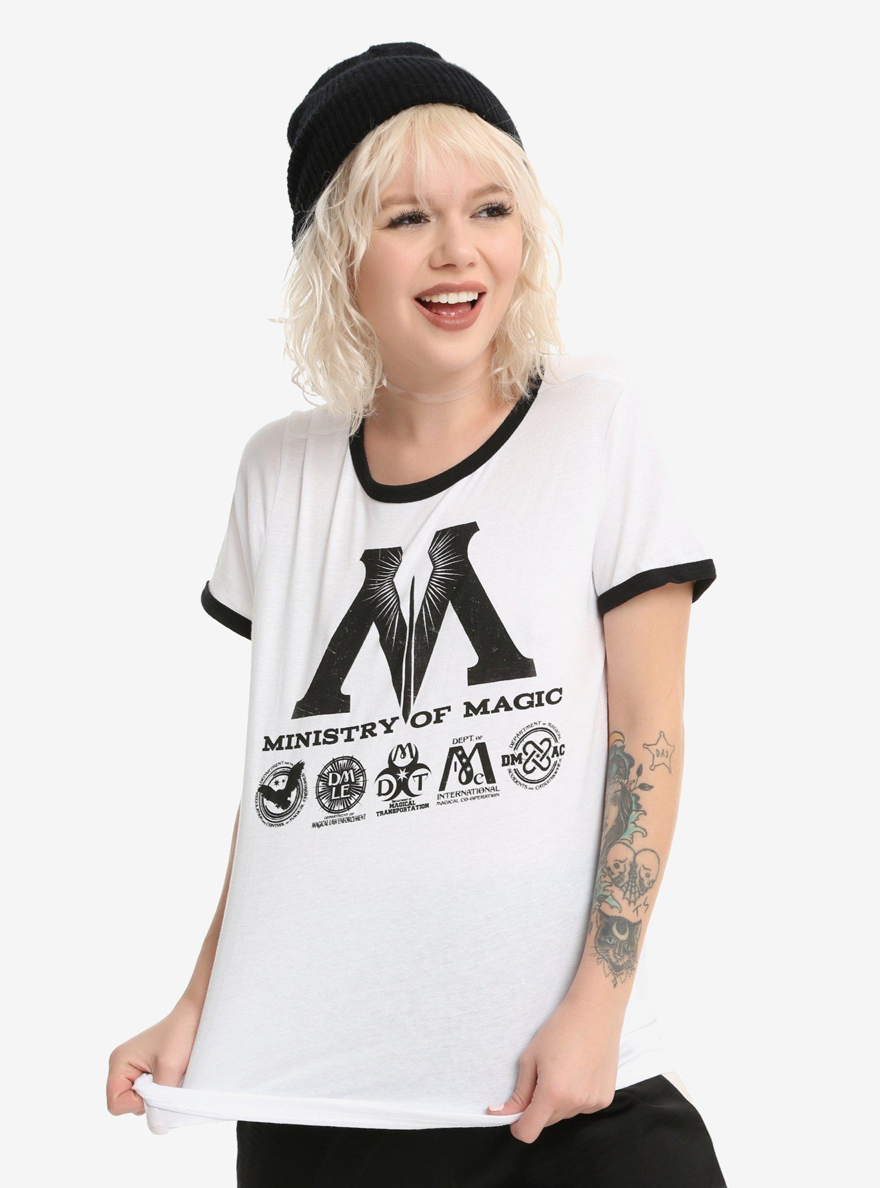 Harry Potter Ministry Of Magic Departments Girls Ringer T-Shirt, WHITE, hi-res