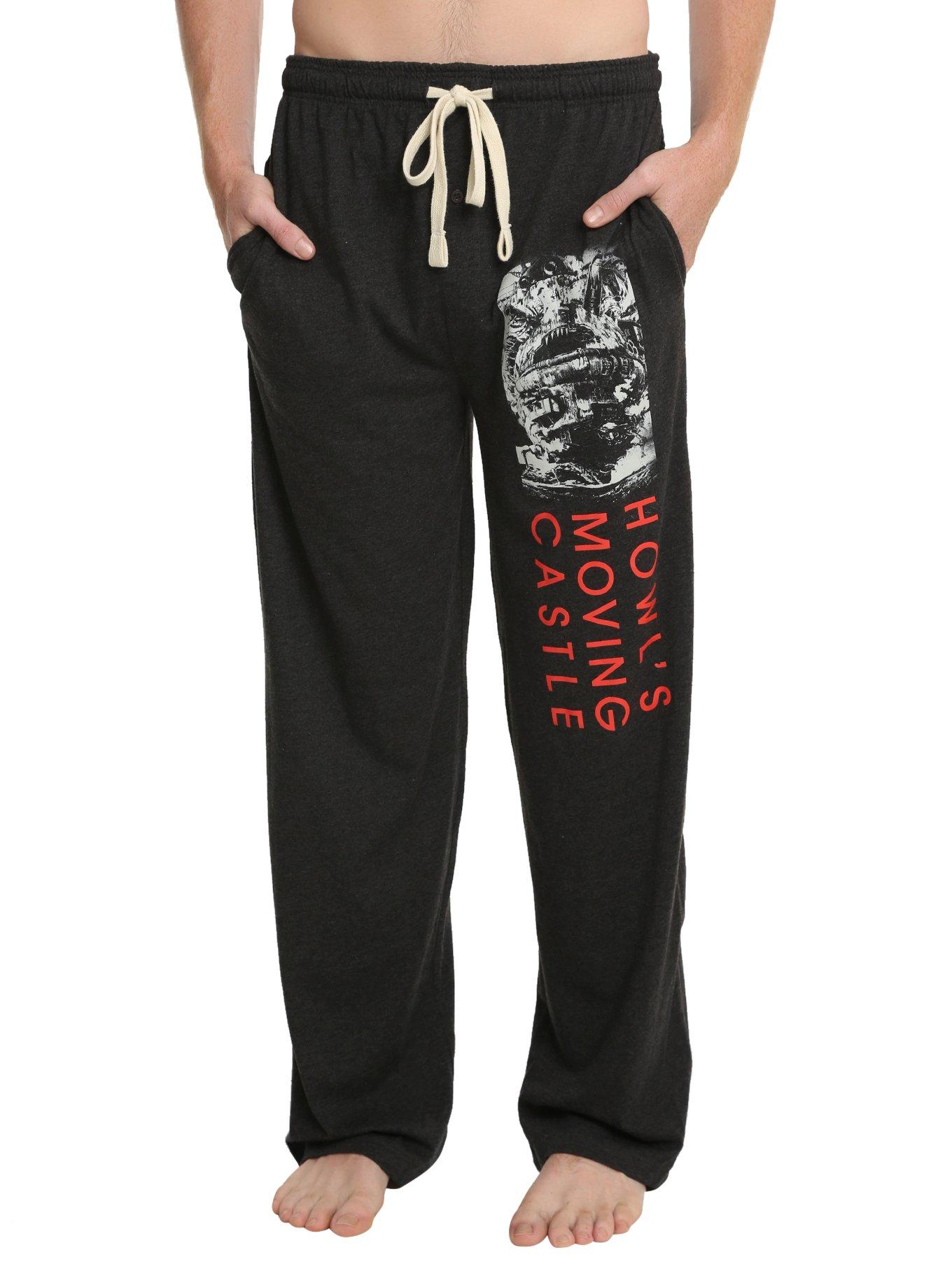 Studio Ghibli Howl's Moving Castle Logo Guys Pajama Pants, BLACK, hi-res