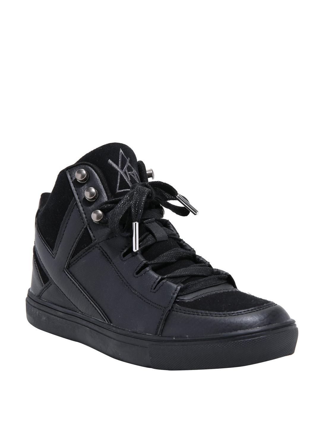 Y.R.U. Black High Top Qozmo Sneakers, MULTI, hi-res