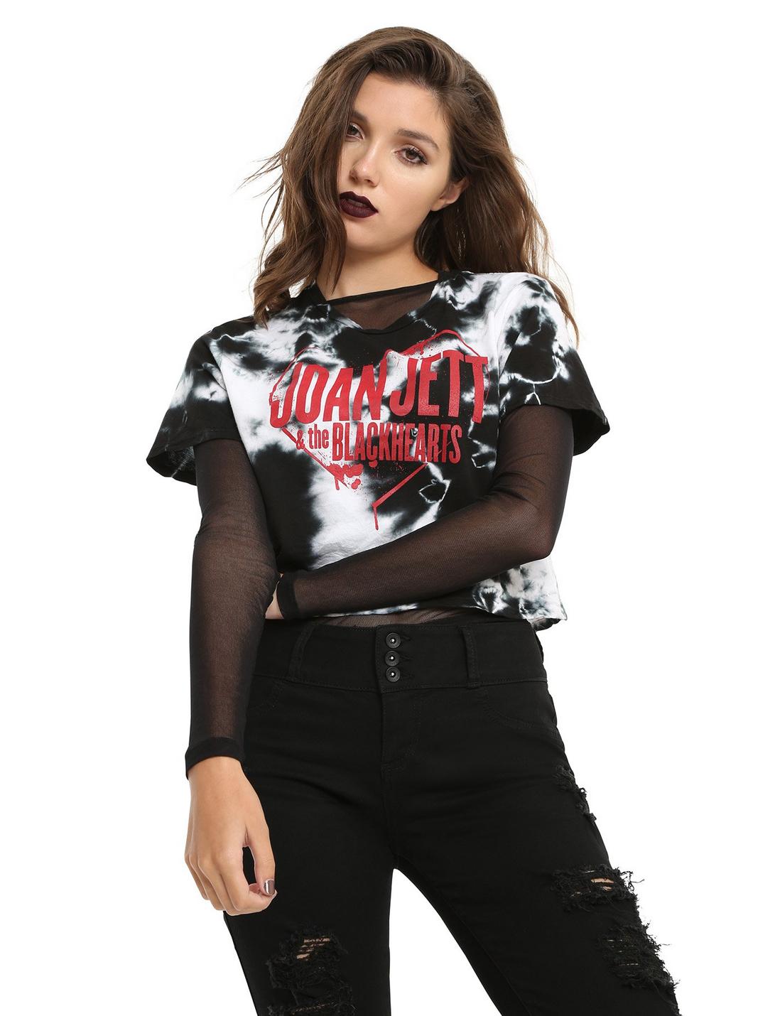 Joan Jett And The Blackhearts Tie Dye Girls Crop Top, WHITE, hi-res