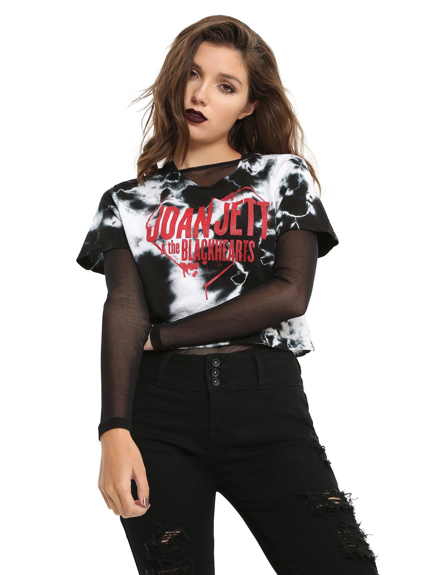 Joan Jett And The Blackhearts Tie Dye Girls Crop Top, WHITE, hi-res