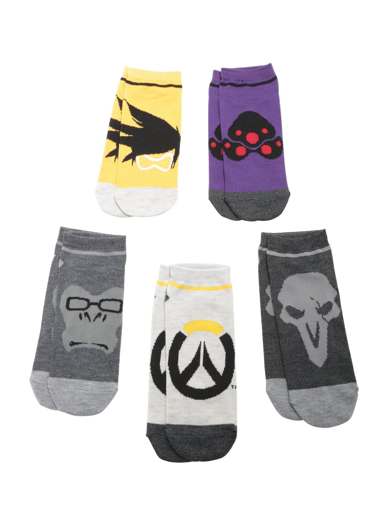 Overwatch Characters No-Show Socks 5 Pair, , hi-res