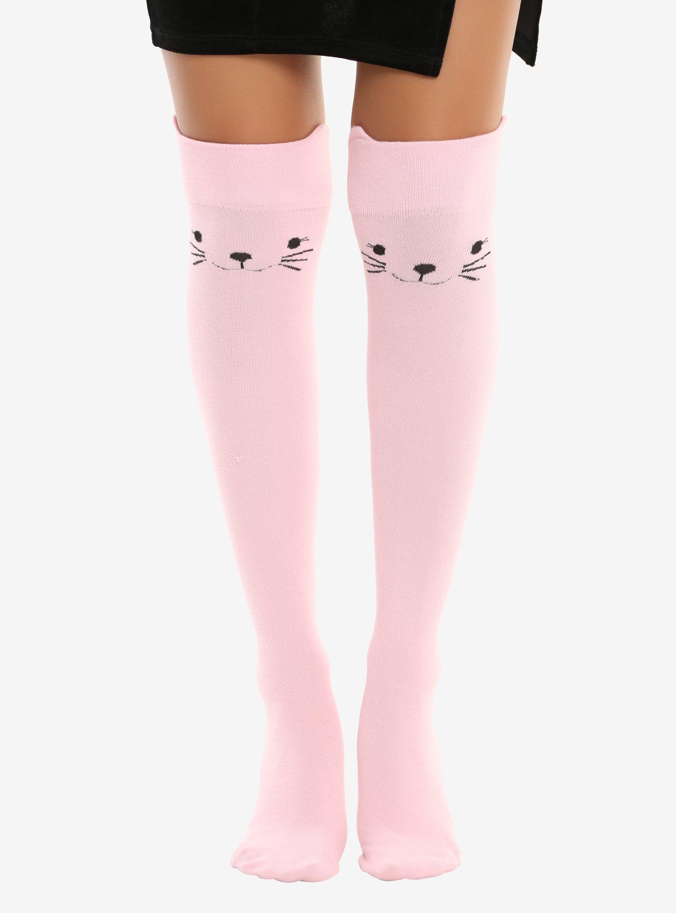 Pink Argyle Skull Over-The-Knee Socks, Hot Topic