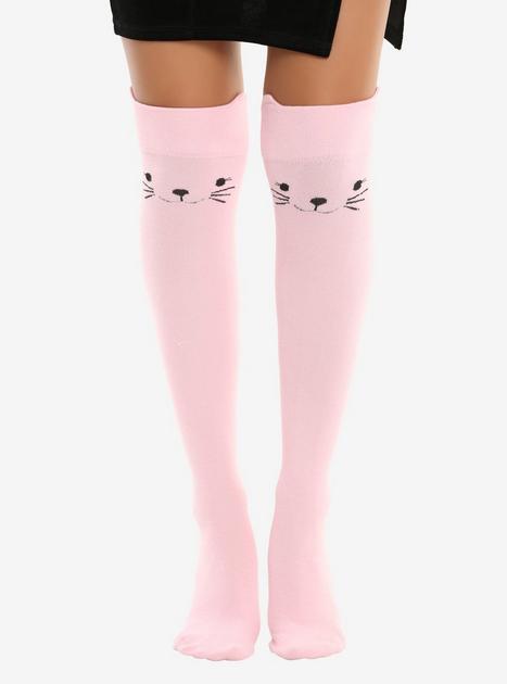 Blackheart Pink Kitty Over-The-Knee Socks | Hot Topic