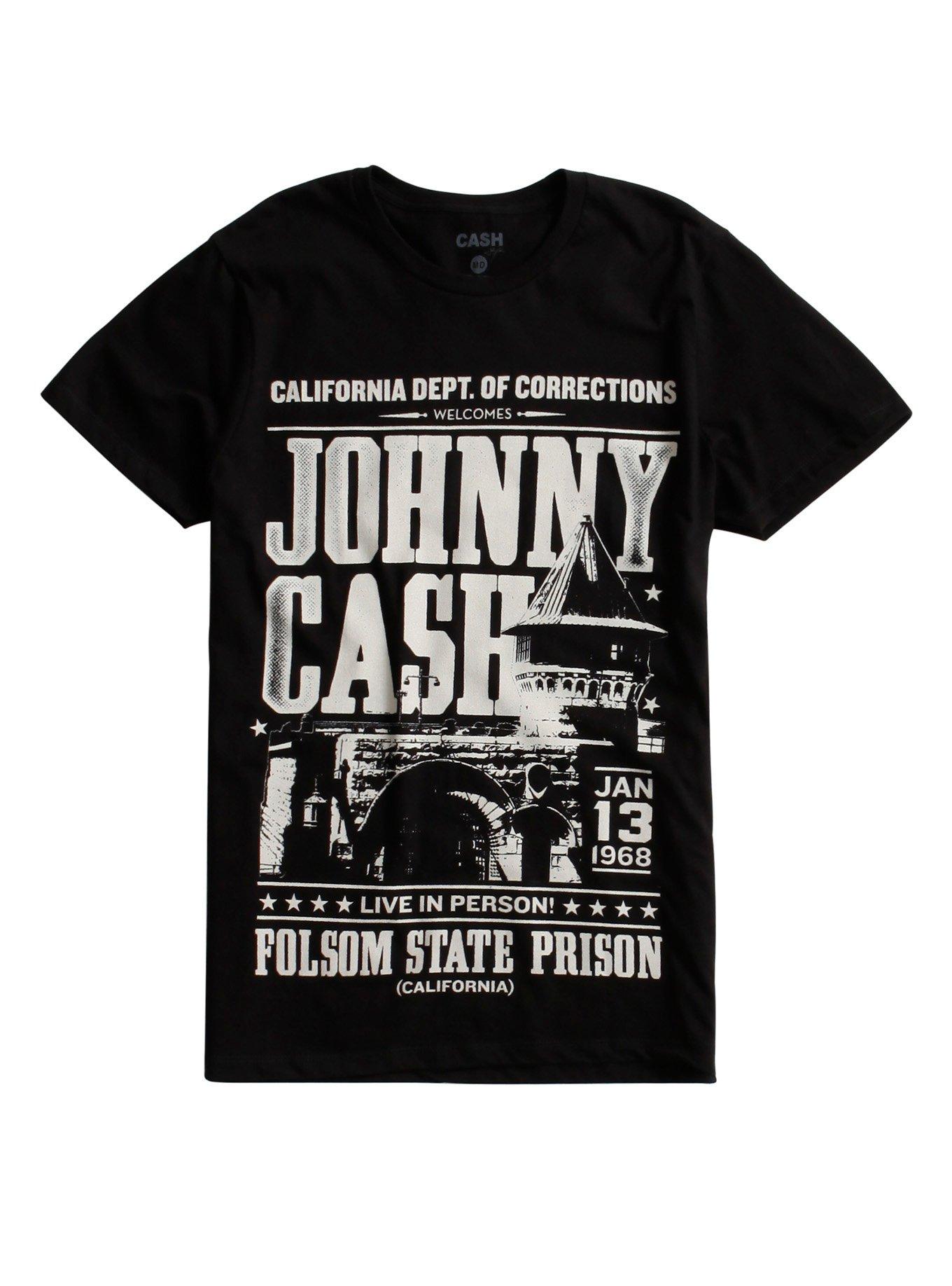 Johnny Cash Folsom Prison T-Shirt, BLACK, hi-res
