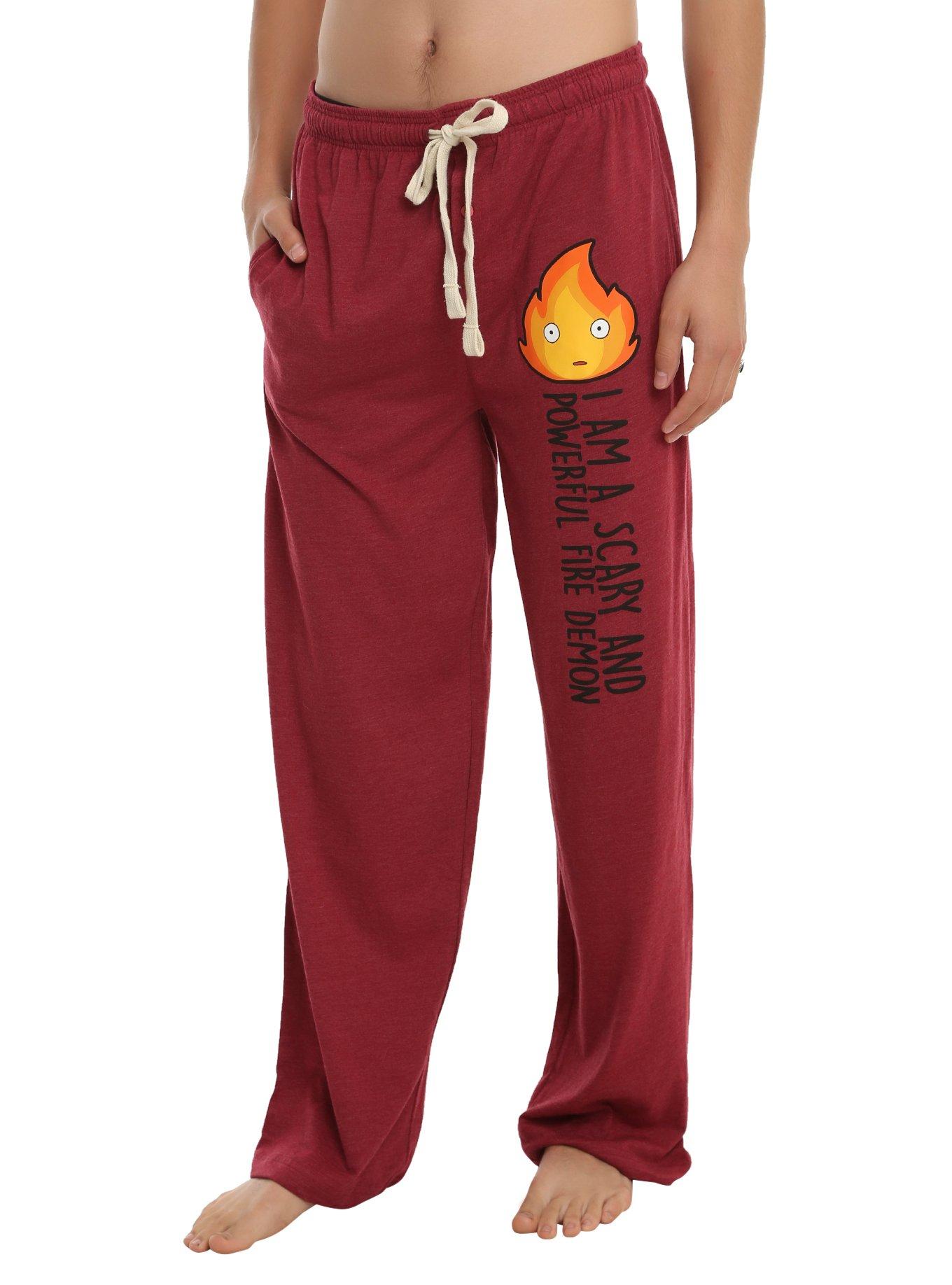 Studio Ghibli Howl's Moving Castle Calcifer Guys Pajama Pants, RED, hi-res