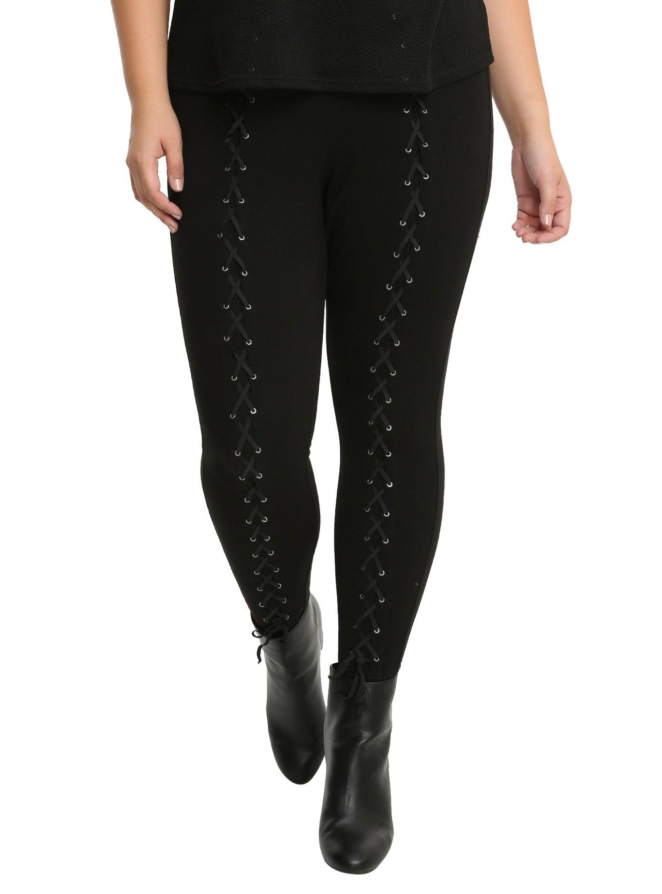 plus size lace up leggings