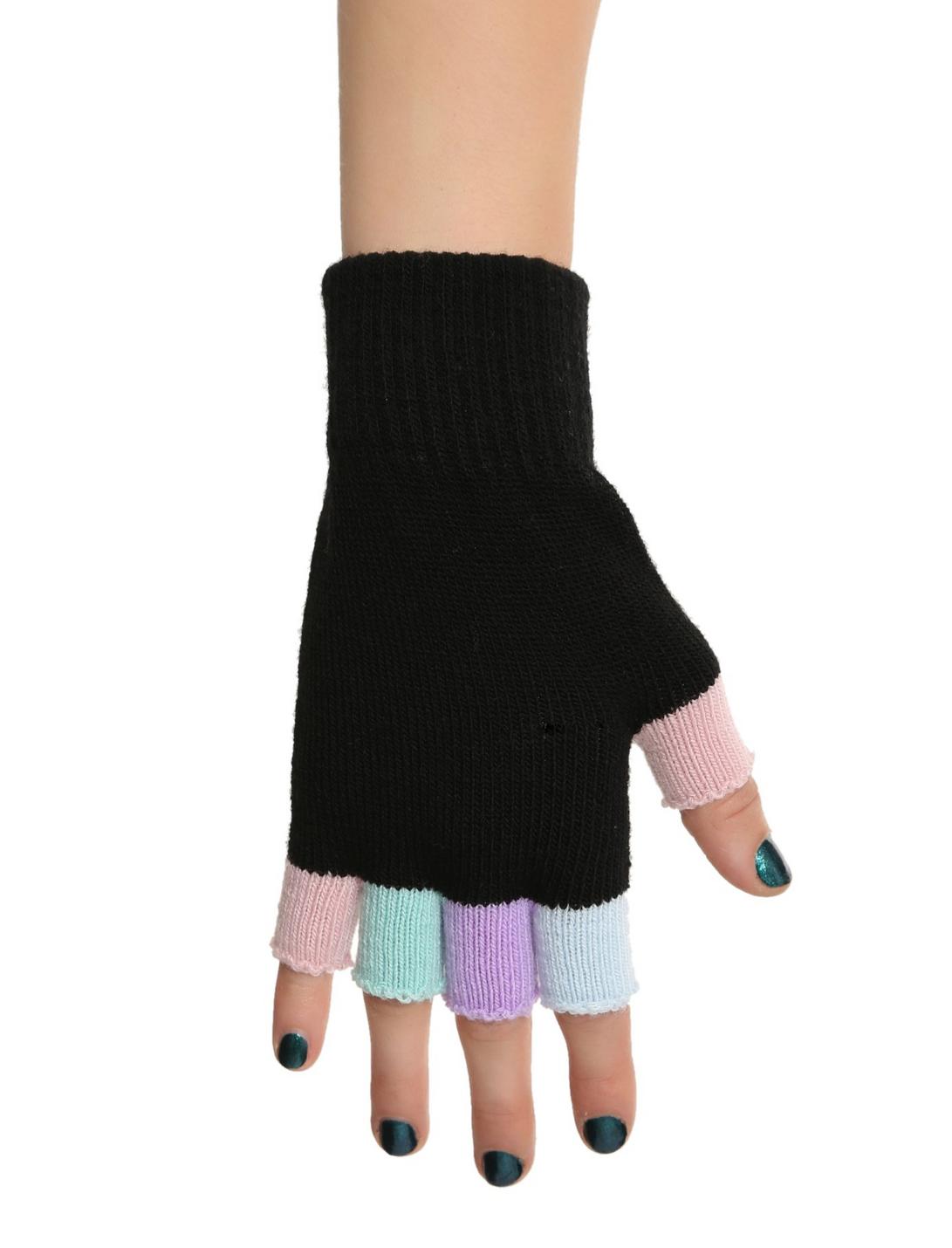 Pastel & Black Multi-Colored Fingerless Gloves, , hi-res