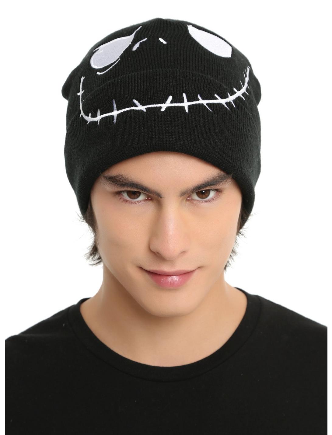 The Nightmare Before Christmas Jack Skellington Face Embroidered Watchman Beanie, , hi-res