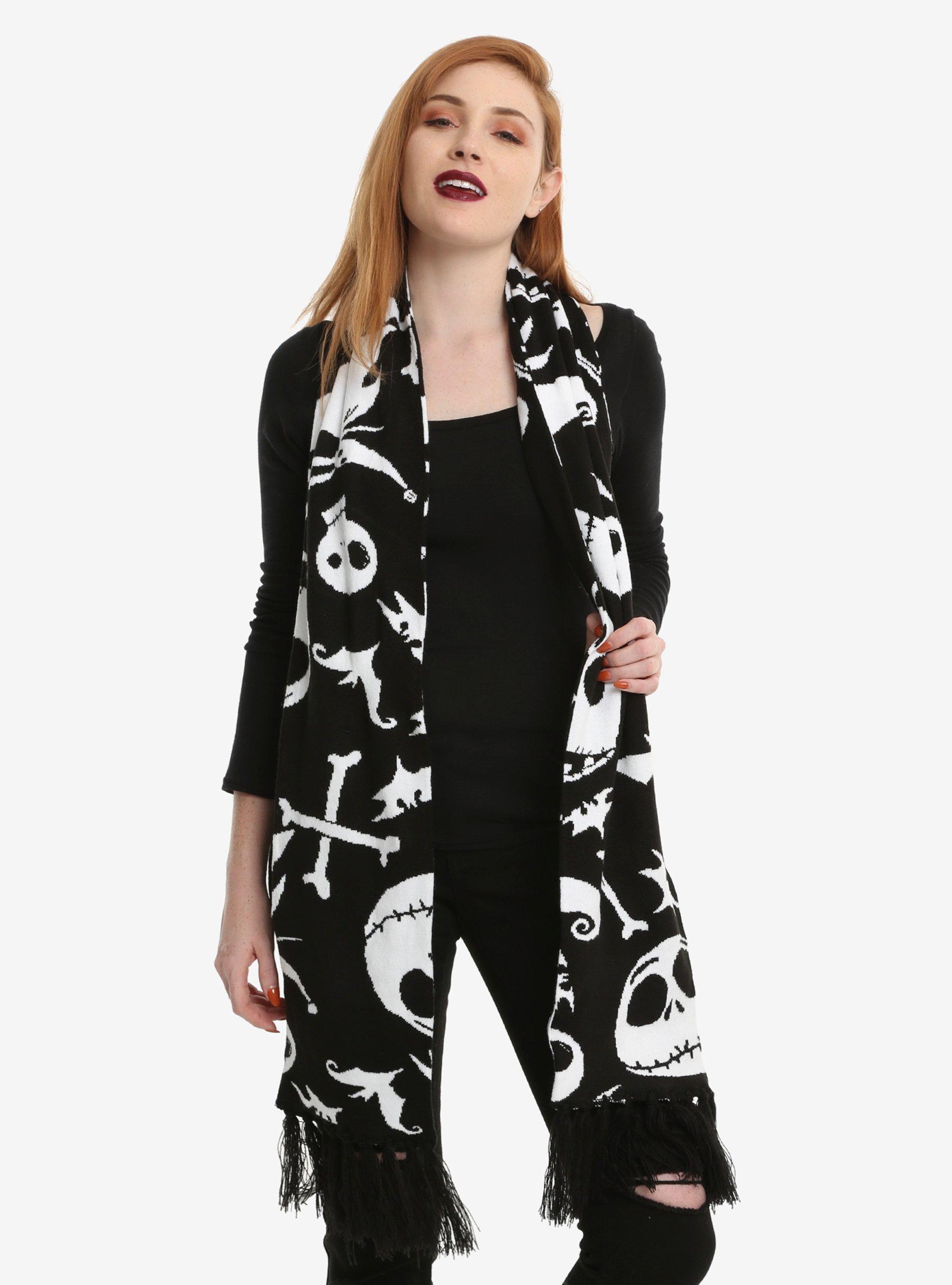 The Nightmare Before Christmas Jack Toss Print Knit Scarf, , hi-res