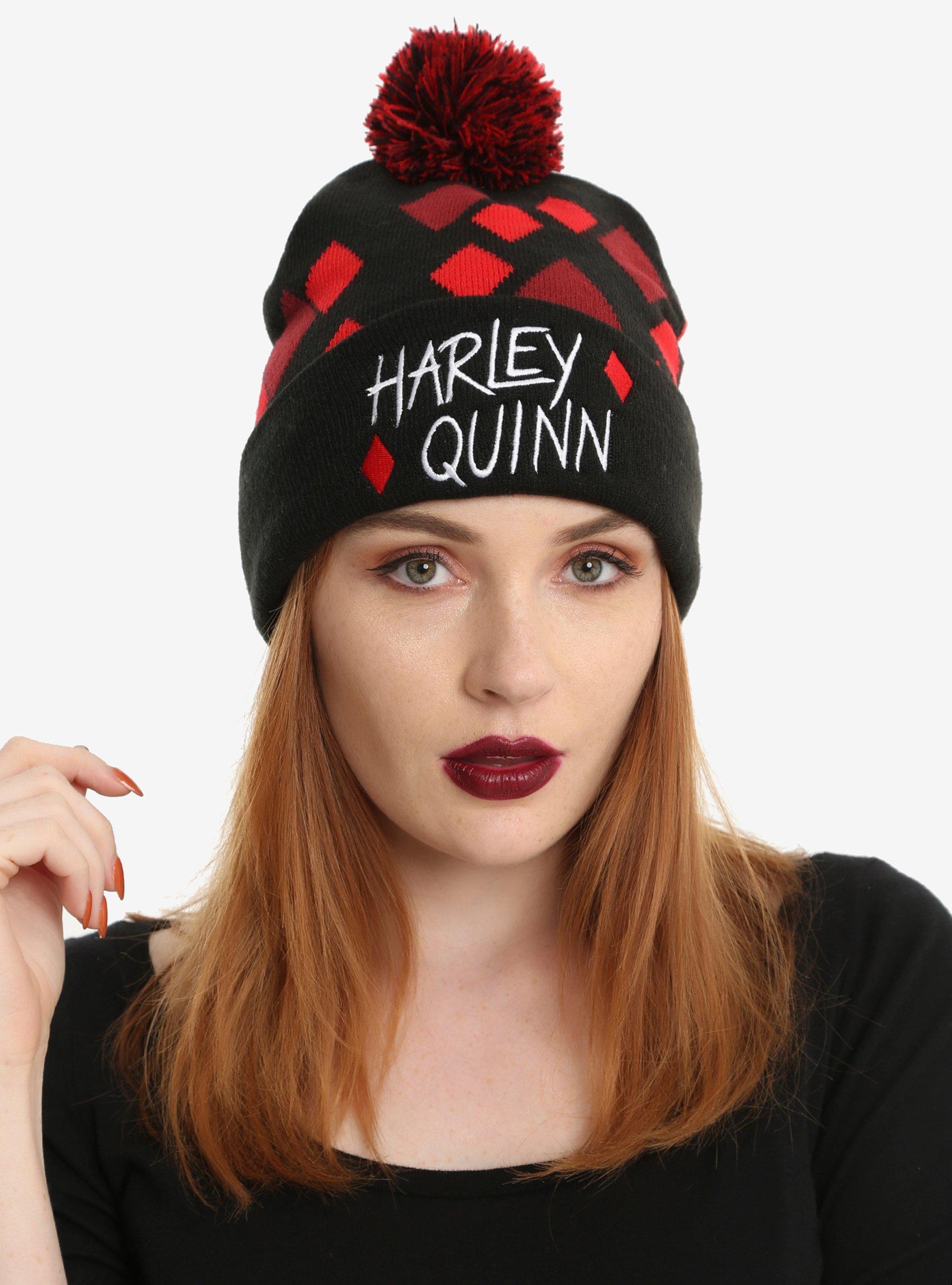 Harley Quinn Diamond Pom Watchman Beanie, , hi-res