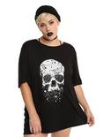 Black Skull & Stars Back Strap Girls Top Plus Size, BLACK, hi-res