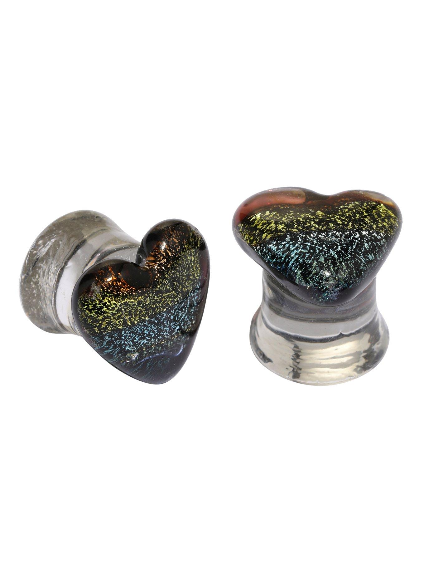 Sparkly Heart Glass Plugs, MULTI, hi-res