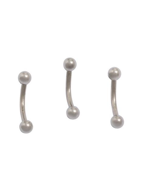 18G 3/8 Steel Eyebrow Barbell 3 Pack | Hot Topic