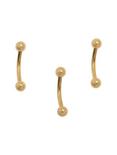 3/8 Gold Eyebrow Barbell 3 Pack, GOLD, hi-res