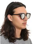 Black Mirror Lenses Retro Brow Bar Sunglasses, , hi-res
