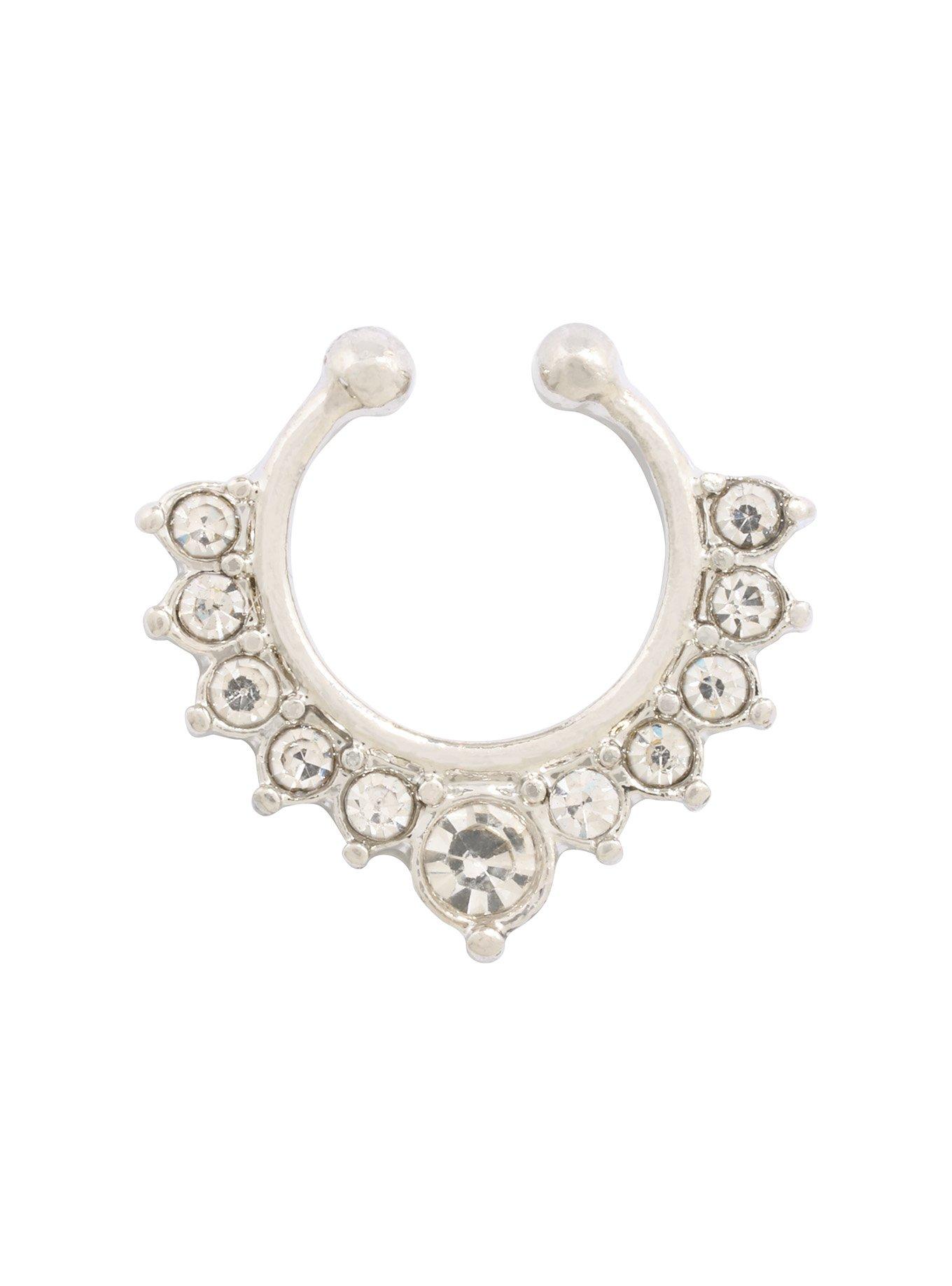 Clear CZ Faux Septum Ring, , hi-res