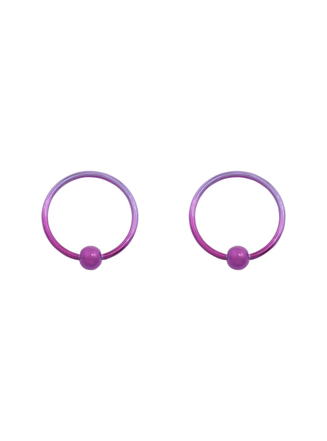 16G Steel Ombre Purple Captive Hoop 2 Pack, MULTI, hi-res