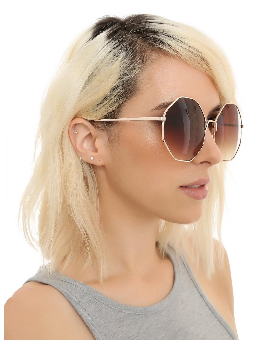 Octagon Brown Lens Sunglasses, , hi-res