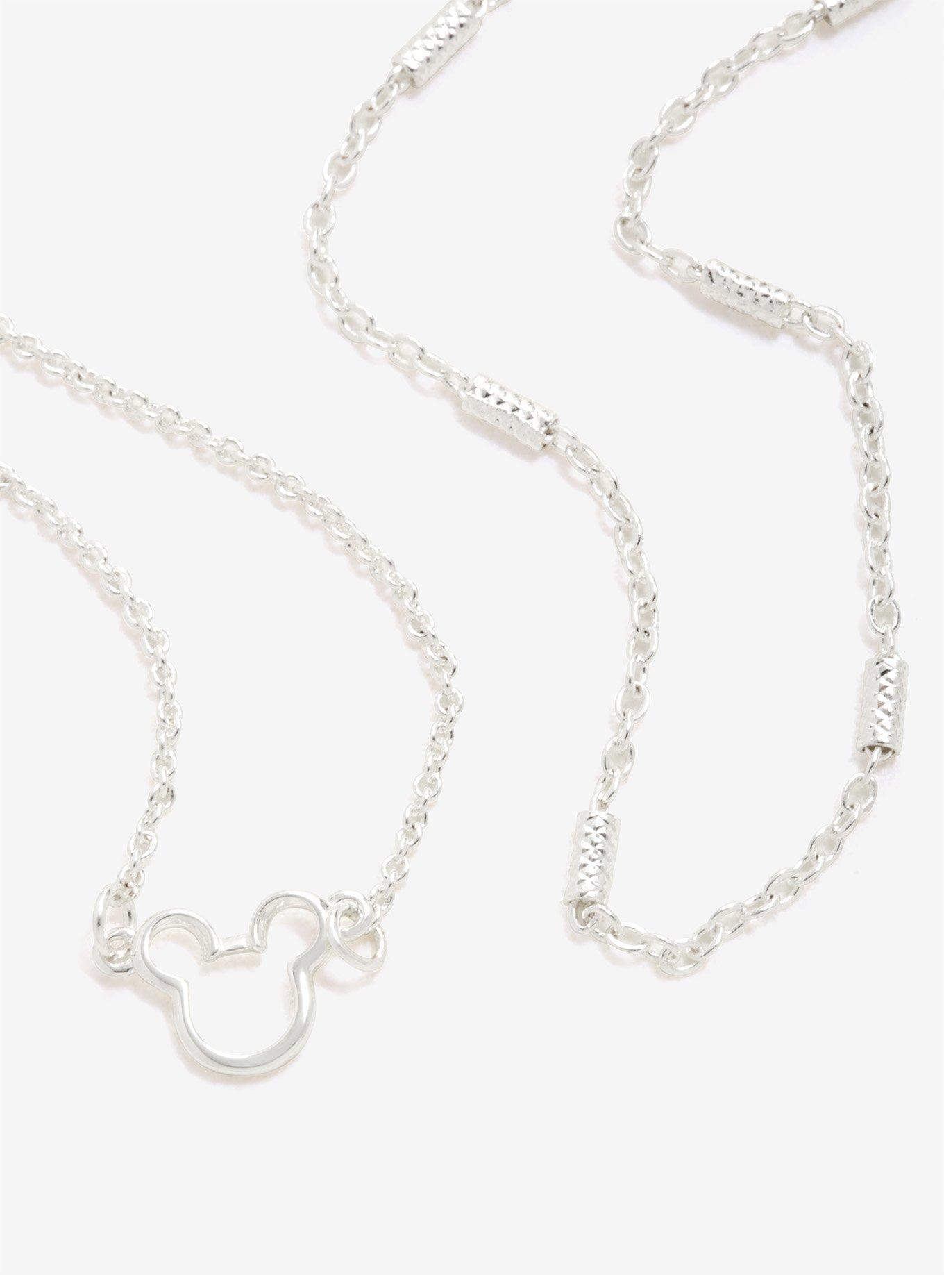 Disney Mickey Mouse Silver Choker And Necklace Set, , hi-res