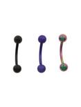 Steel Purple Black Rainbow Eyebrow Barbell 3 Pack, MULTI, hi-res