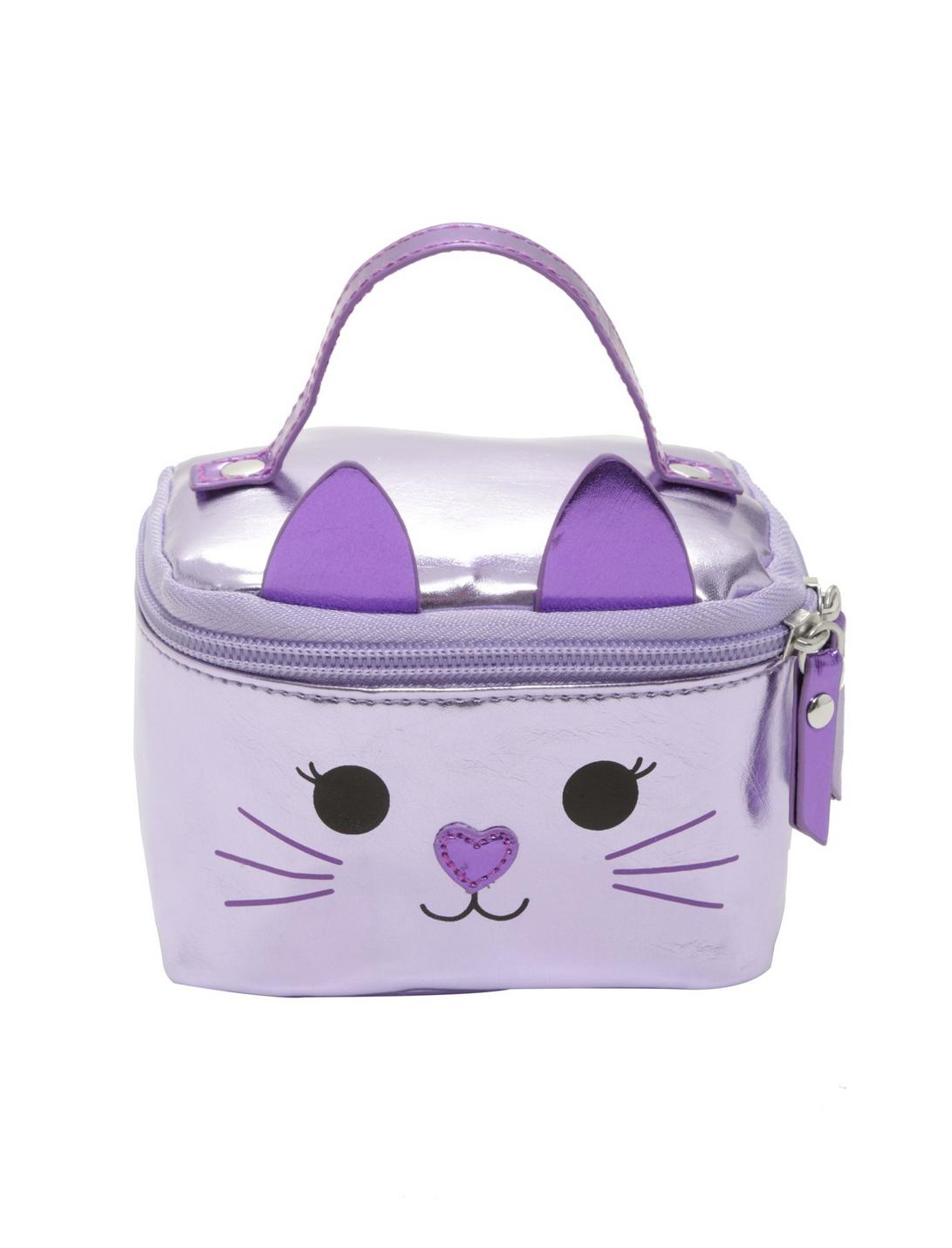 Metallic Purple Mini Kitty Makeup Travel Bag, , hi-res