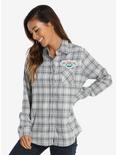Friends Central Perk Womens Flannel Woven Button-Up, GREY, hi-res