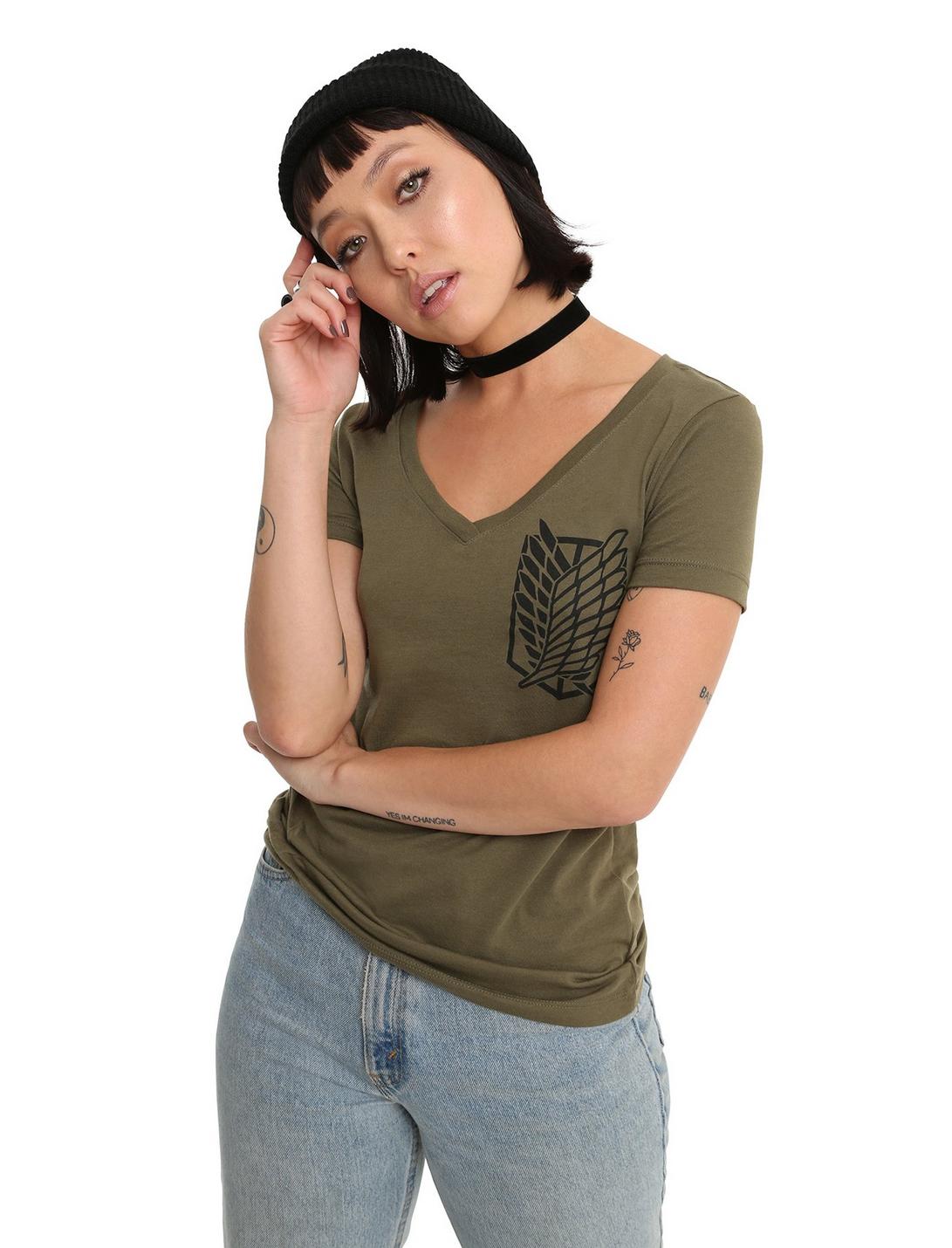 Attack On Titan Wings Of Freedom Scouting Regiment Girls T-Shirt, OLIVE, hi-res