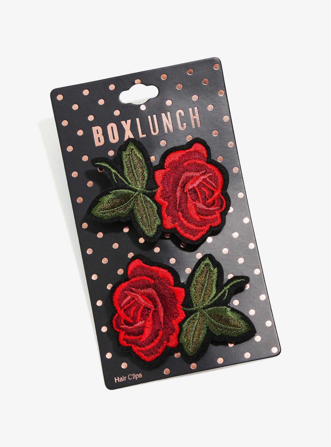 Embroidered Rose Hair Clips, , hi-res