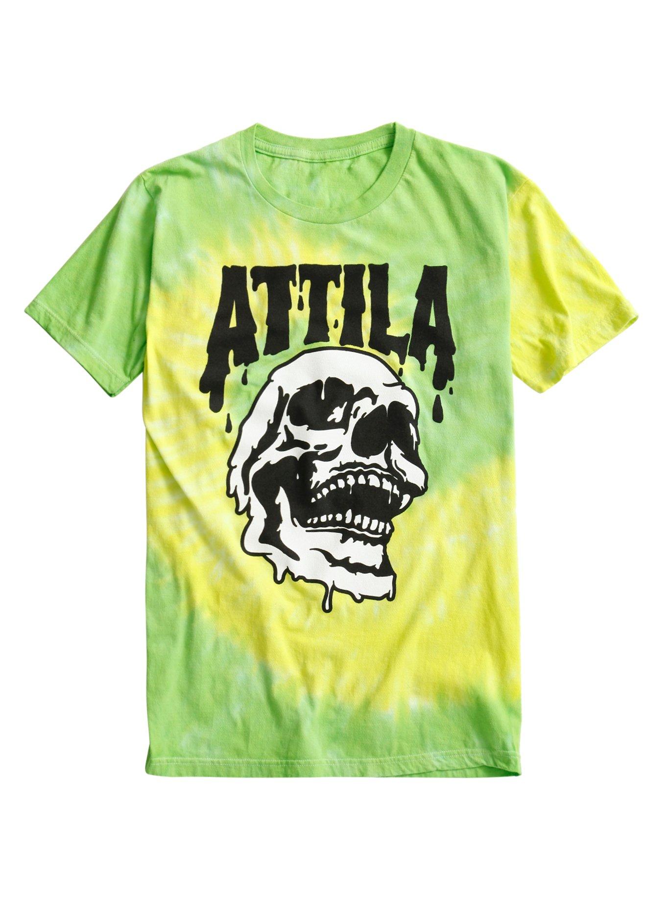 Attila Tie Dye Skull Logo T-Shirt, YELLOW, hi-res