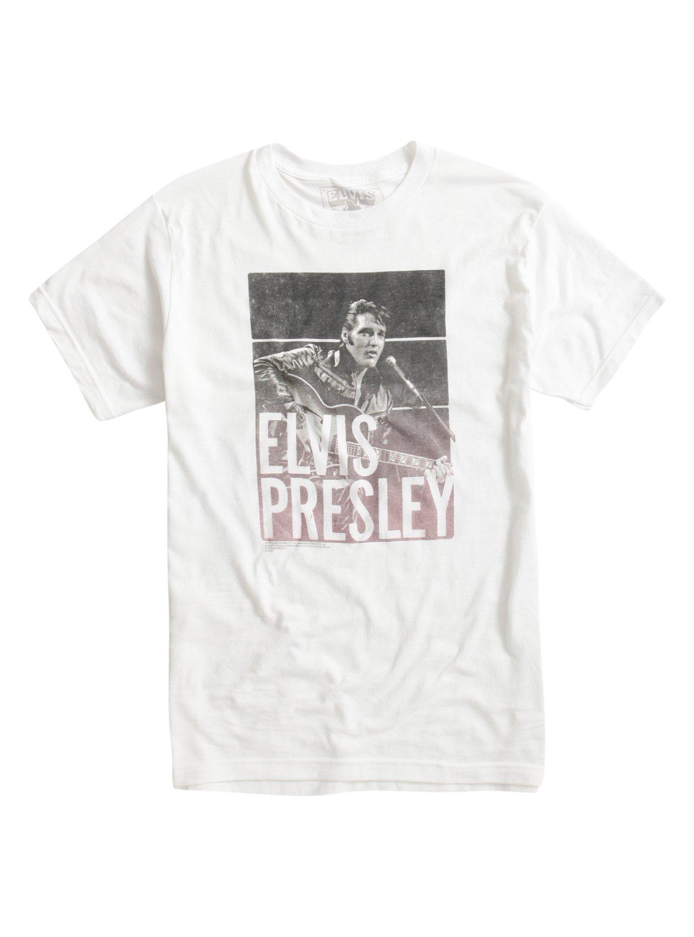 Elvis Presley Guitar In Hand T-Shirt, WHITE, hi-res