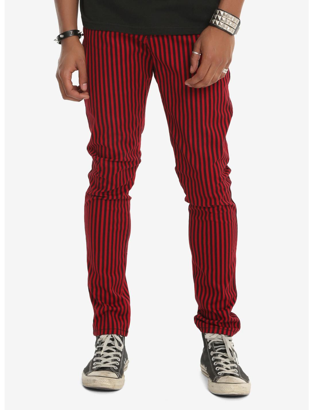 Tripp Red & Black Stripe Skinny Jeans, RED, hi-res