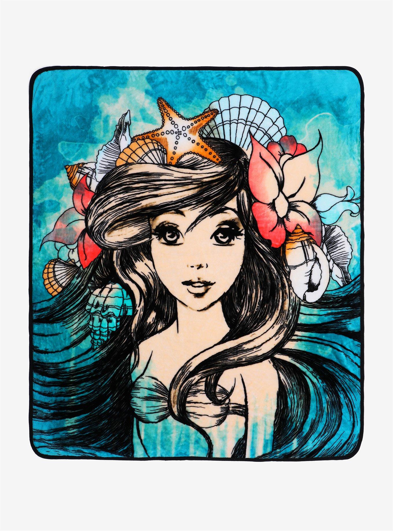 Disney The Little Mermaid Ariel Sketch Art Plush Throw Blanket, , hi-res