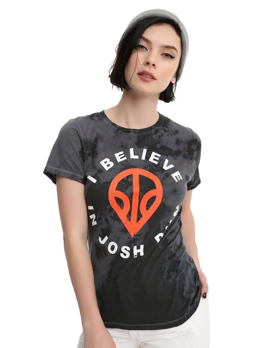 Twenty One Pilots I Believe In Josh Dun Tie-Dye Girls T-Shirt, BLACK, hi-res