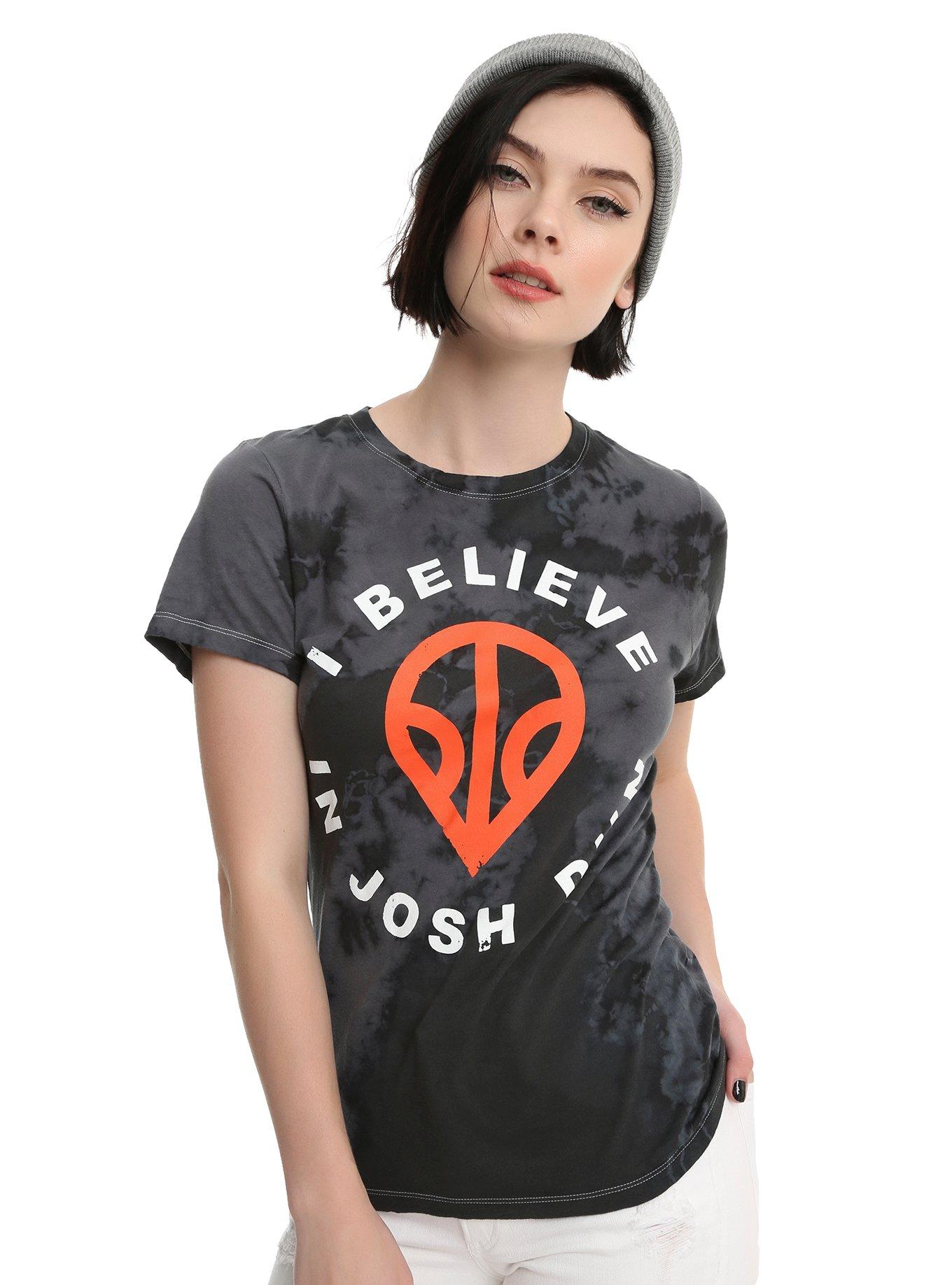 Twenty One Pilots I Believe In Josh Dun Tie-Dye Girls T-Shirt, BLACK, hi-res