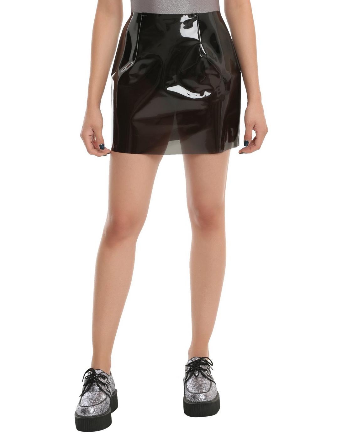 Clear Black Vinyl Skirt, BLACK, hi-res