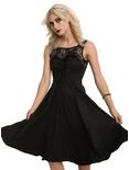 Black Lace-Up Sleeveless Sweetheart Dress, BLACK, hi-res