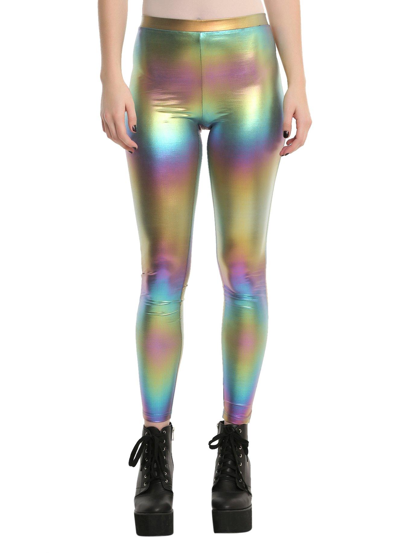 Metallic rainbow outlet leggings