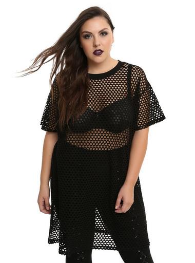 Plus Size LIMITED COLLECTION Black Fishnet Insert T-Shirt