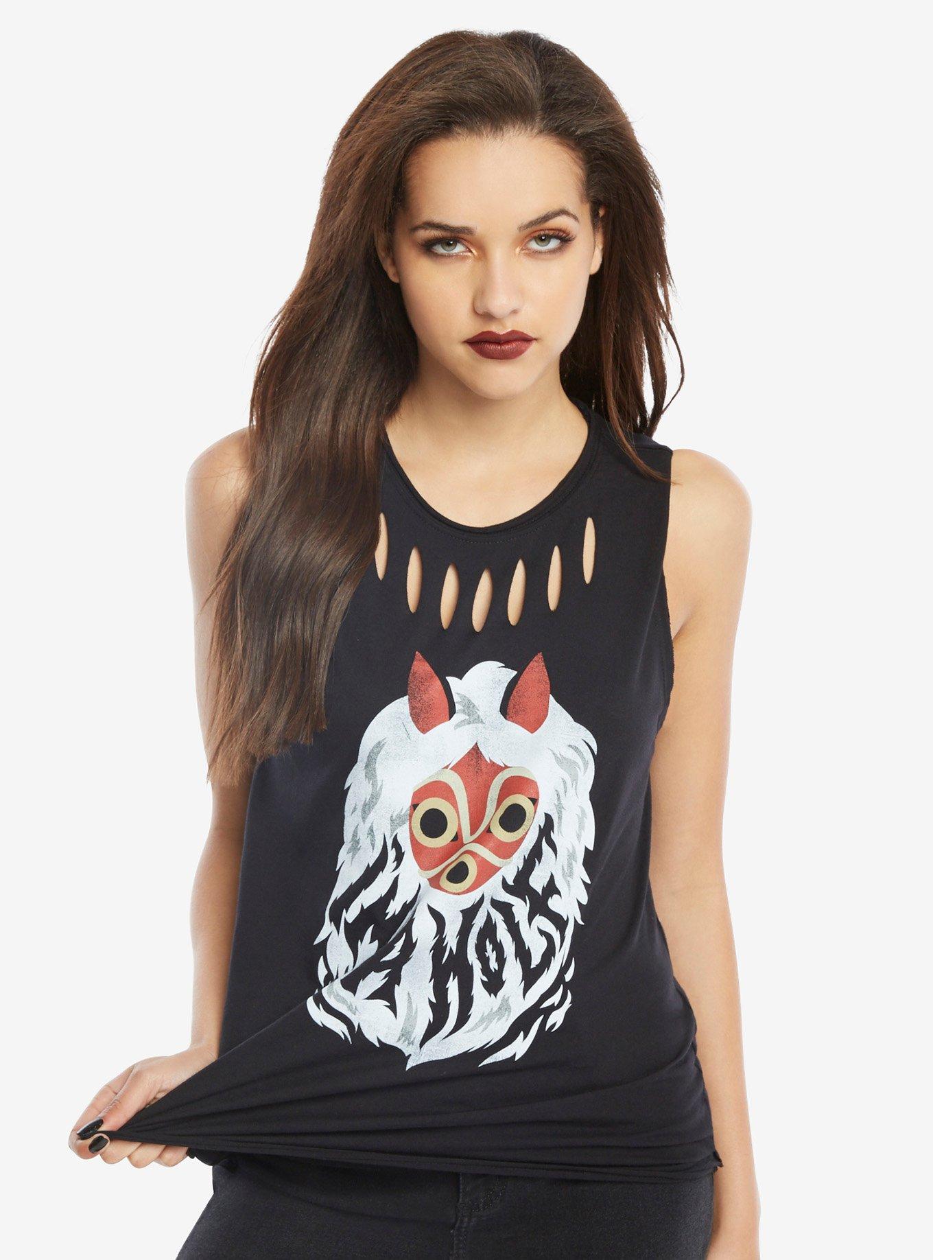 Her Universe Studio Ghibli Princess Mononoke Wolf Girls Muscle Top, BLACK, hi-res