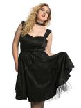 Black Brocade Lace-Up Dress Plus Size, BLACK, hi-res