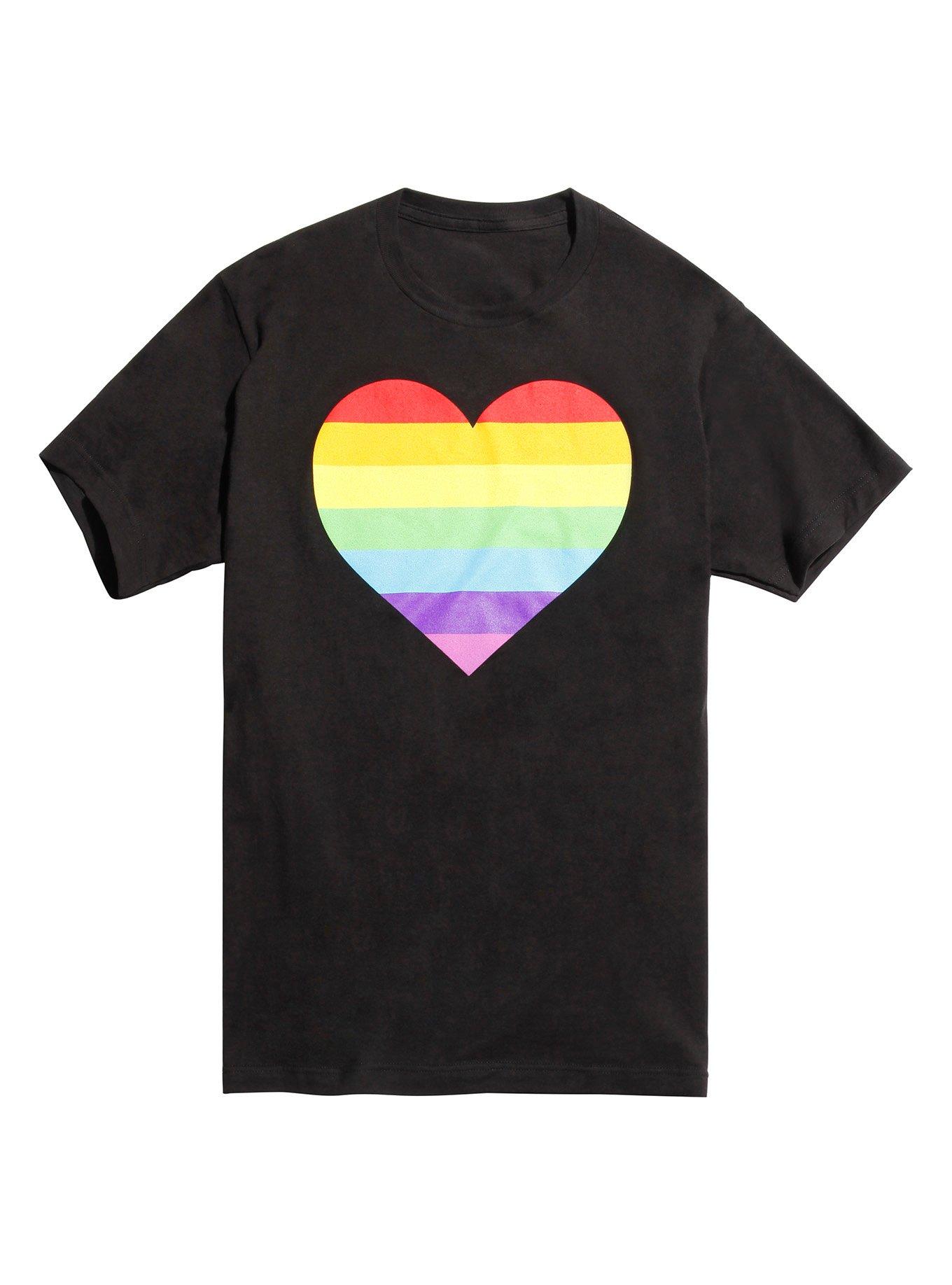 Pride Rainbow Heart T-Shirt, BLACK, hi-res